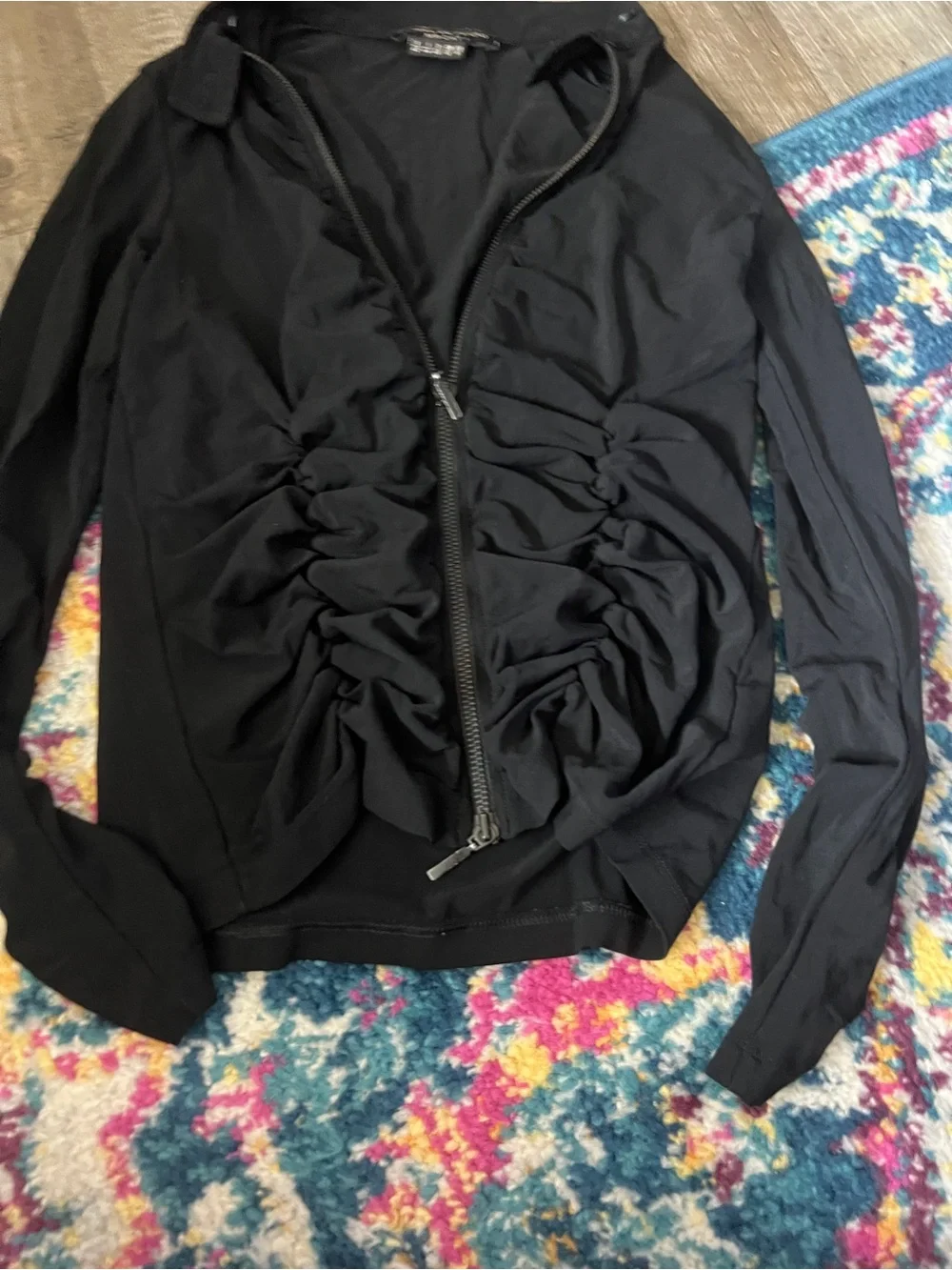 Isabel de Pedro Women's Black Ruched Zip-Front Jacket